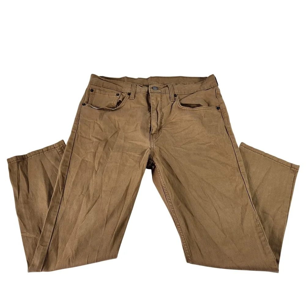 Levis 502 Regular Taper Pants Mens 34x29‎ Brown Stretch Twill 29507-0100